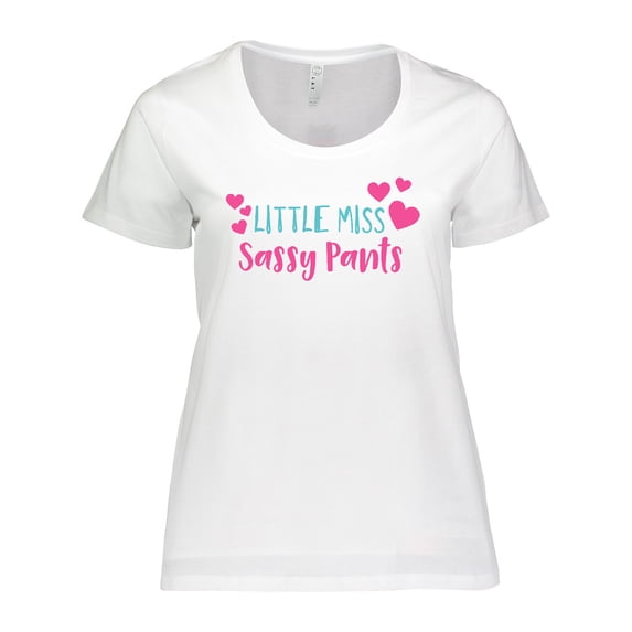 Inktastic Little Miss Sassy Pants, Hearts - Pink Blue Women's Plus Size T-Shirt