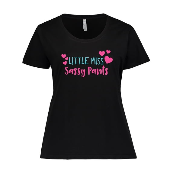 Inktastic Little Miss Sassy Pants, Hearts - Pink Blue Women's Plus Size T-Shirt