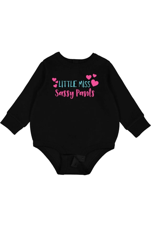 Little Miss Sassy Pants, Sassy, Sassy Girl, Hearts Baby Fleece Bodysuit