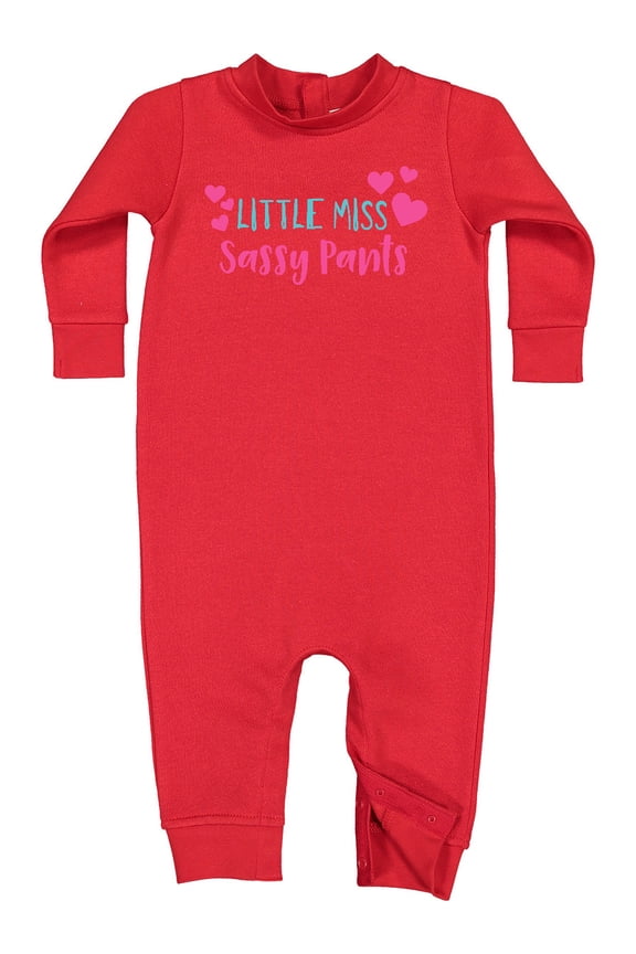 Little Miss Sassy Pants, Sassy, Sassy Girl, Hearts Baby Fleece Romper