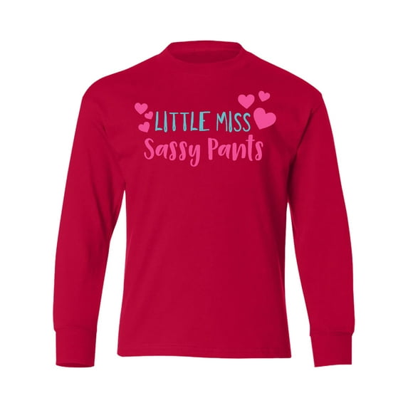 Inktastic Little Miss Sassy Pants, Sassy, Sassy Girl, Hearts Long Sleeve Youth T-Shirt