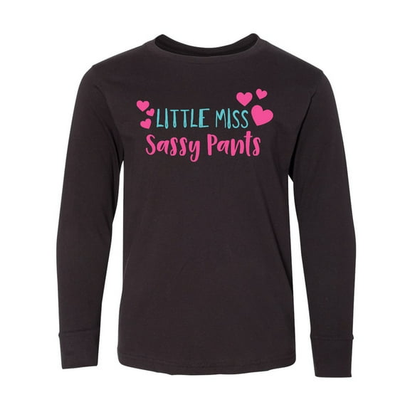 Inktastic Little Miss Sassy Pants, Sassy, Sassy Girl, Hearts Long Sleeve Youth T-Shirt