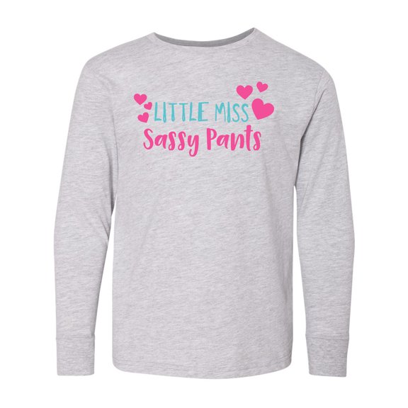 Inktastic Little Miss Sassy Pants, Sassy, Sassy Girl, Hearts Long Sleeve Youth T-Shirt