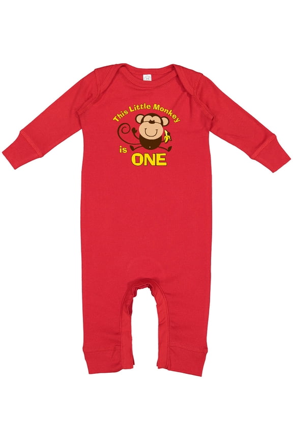Little Monkey 1st Birthday Boy Baby Romper Coveralls