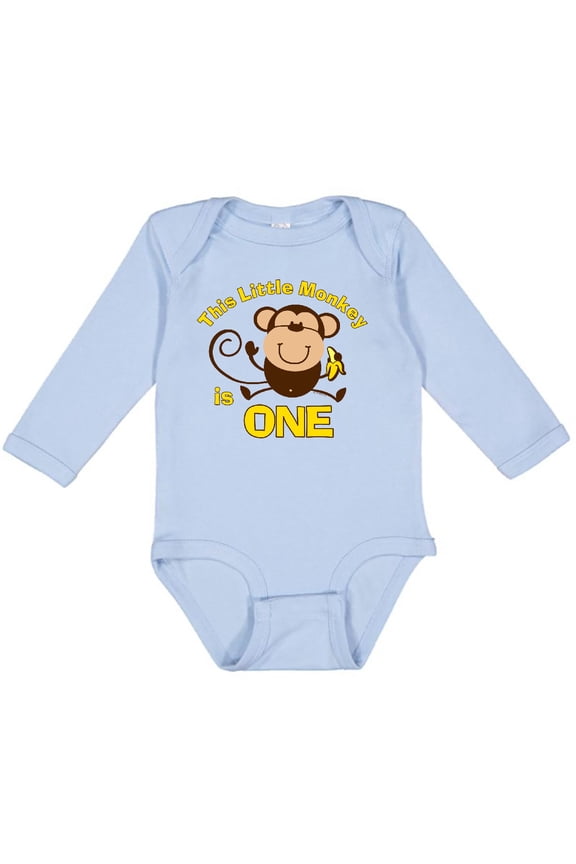 Little Monkey 1st Birthday Boy Boys or Girls Long Sleeve Baby Bodysuit