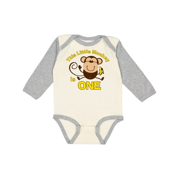 Inktastic Little Monkey 1st Birthday Boy Boys or Girls Long Sleeve Baby Bodysuit