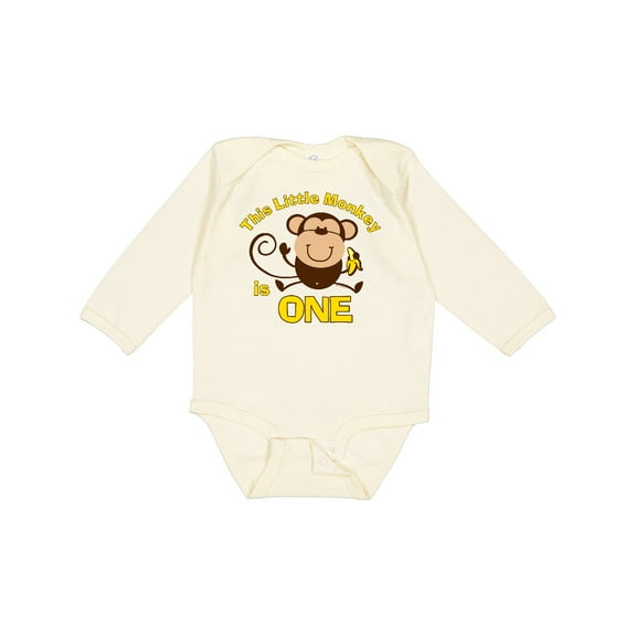 Inktastic Little Monkey 1st Birthday Boy Boys or Girls Long Sleeve Baby Bodysuit