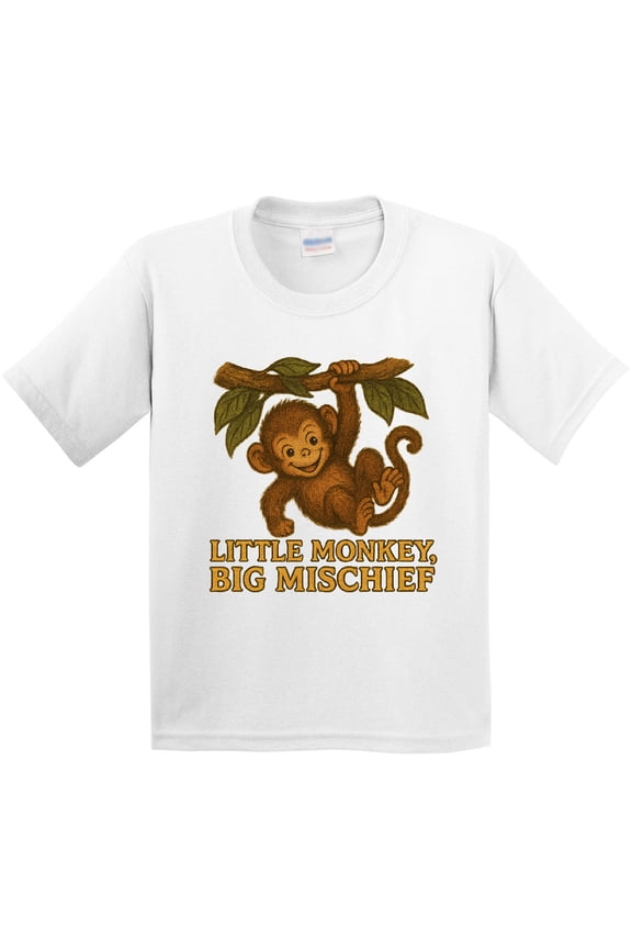 Little Monkey Big Mischief Cute Animal Fun Youth T-Shirt