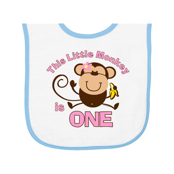 Inktastic Little Monkey Girl 1st Birthday Baby Terry Cloth Bib