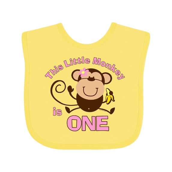 Inktastic Little Monkey Girl 1st Birthday Girls Baby Bib