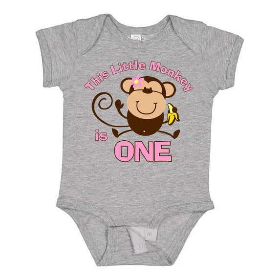 Inktastic Little Monkey Girl 1st Birthday Girls Baby Bodysuit