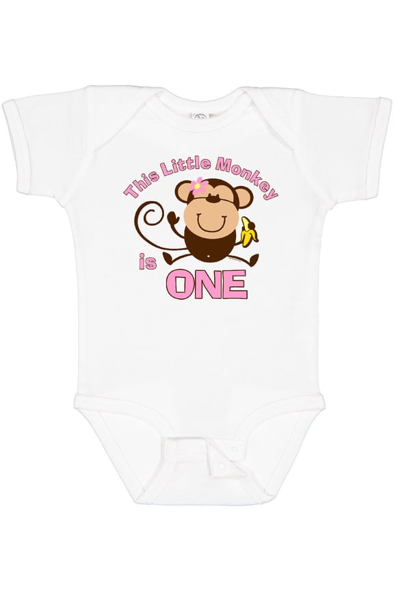 Little Monkey Girl 1st Birthday Girls Baby Bodysuit