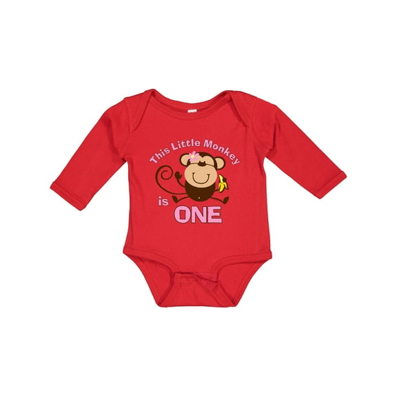 Inktastic Little Monkey Girl 1st Birthday Girls Long Sleeve Baby Bodysuit