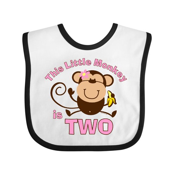 Inktastic Little Monkey Girl 2nd Birthday Girls Baby Bib