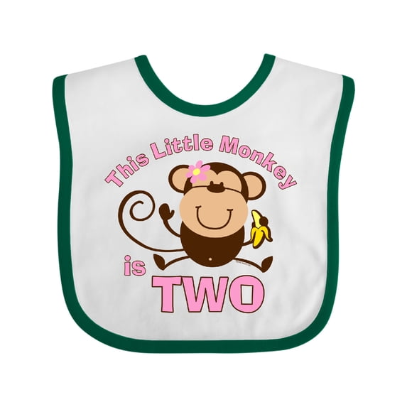 Inktastic Little Monkey Girl 2nd Birthday Girls Baby Bib