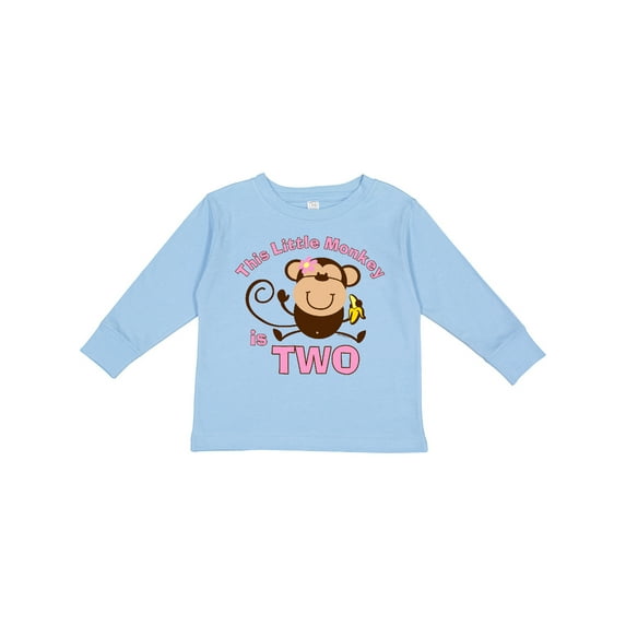 Inktastic Little Monkey Girl 2nd Birthday Girls Long Sleeve Toddler T-Shirt