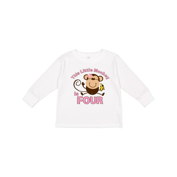 Inktastic Little Monkey Girl 4th Birthday Girls Long Sleeve Toddler T-Shirt