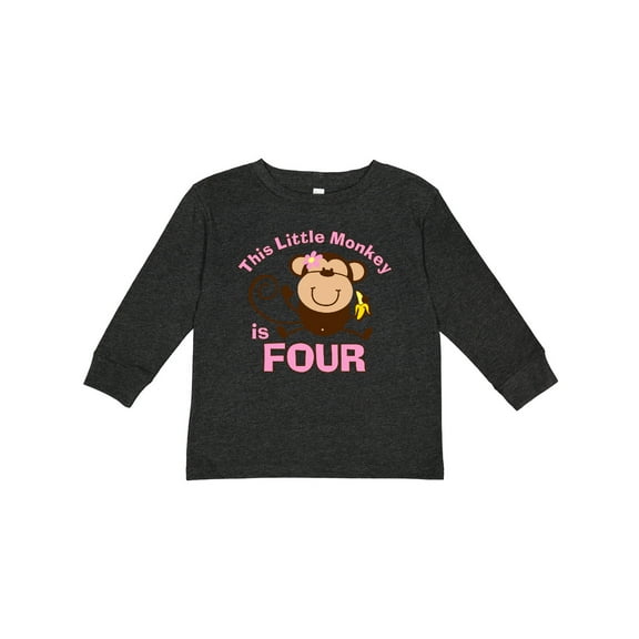 Inktastic Little Monkey Girl 4th Birthday Girls Long Sleeve Toddler T-Shirt