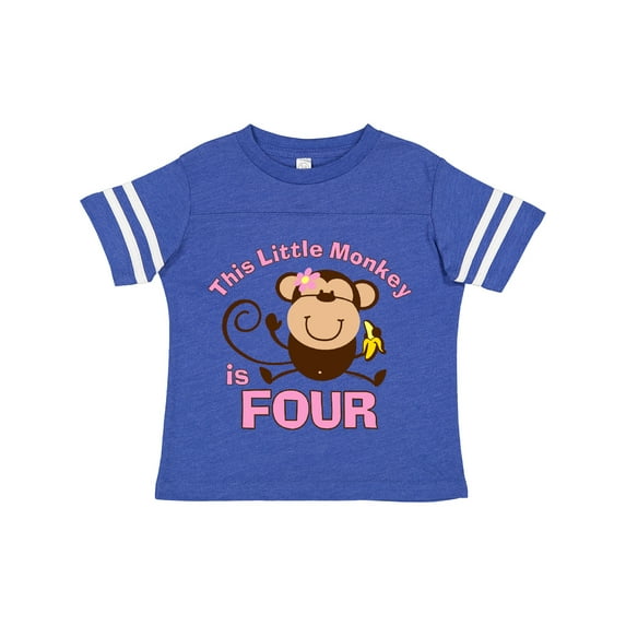 Inktastic Little Monkey Girl 4th Birthday Girls Toddler T-Shirt