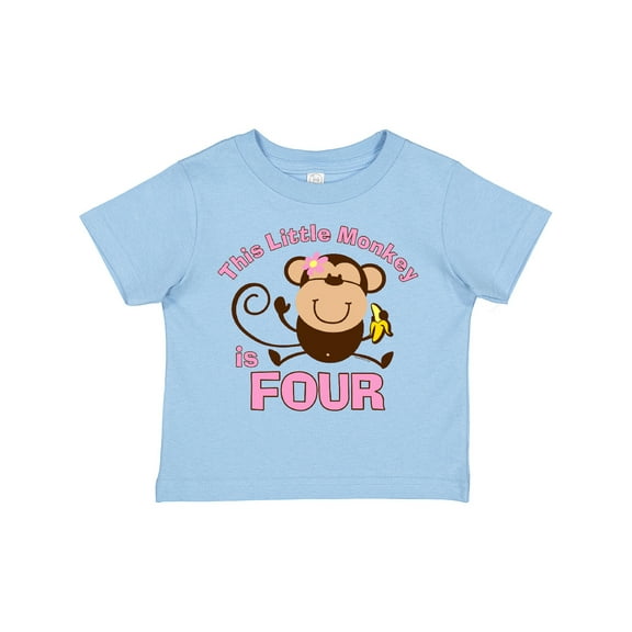 Inktastic Little Monkey Girl 4th Birthday Girls Toddler T-Shirt