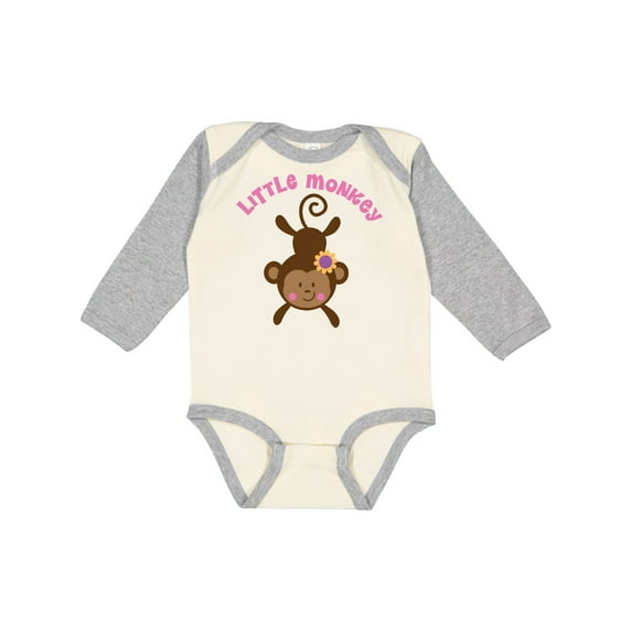 Inktastic Little Monkey Girl Girls Long Sleeve Baby Bodysuit