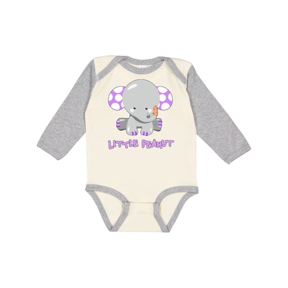 Inktastic Little Peanut Cute Baby Elephant Boys or Girls Long Sleeve Baby Bodysuit