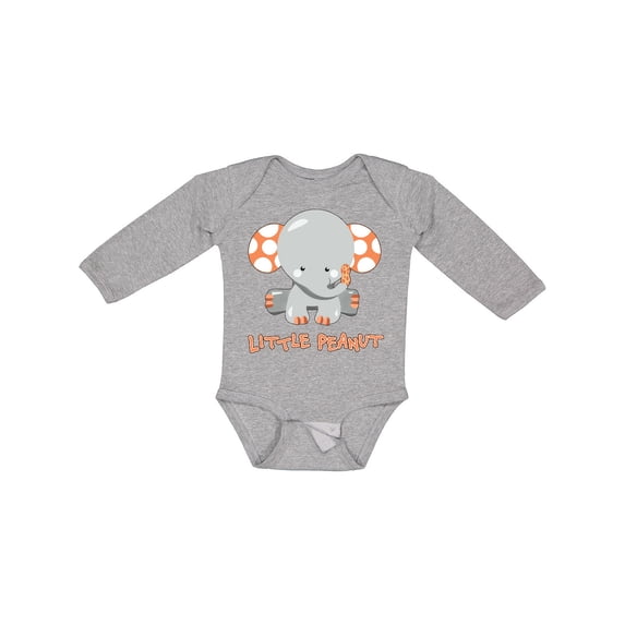 Inktastic Little Peanut Cute Baby Elephant Boys or Girls Long Sleeve Baby Bodysuit