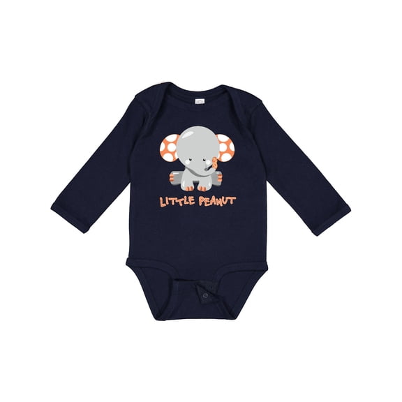 Inktastic Little Peanut Cute Baby Elephant Boys or Girls Long Sleeve Baby Bodysuit