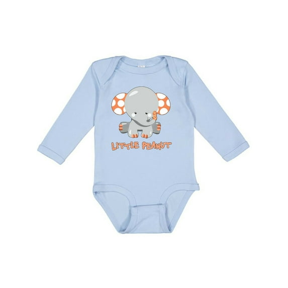 Inktastic Little Peanut Cute Baby Elephant Boys or Girls Long Sleeve Baby Bodysuit