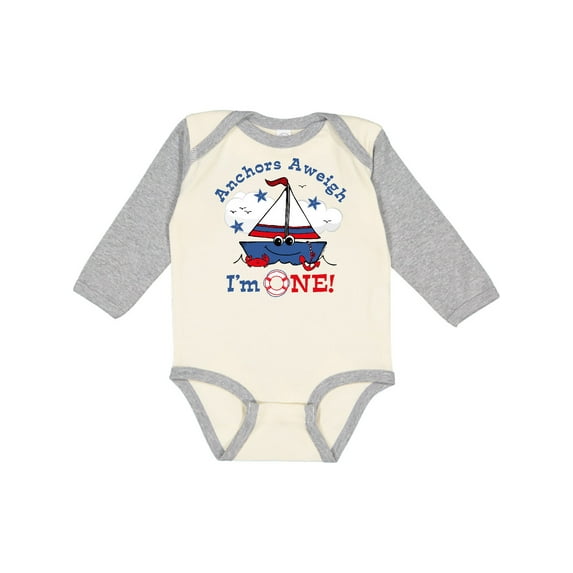 Inktastic Little Sailboat 1st Birthday Boys Long Sleeve Baby Bodysuit
