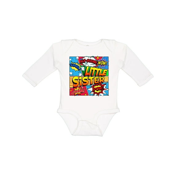 Inktastic Little Sister Comic Book Girls Long Sleeve Baby Bodysuit