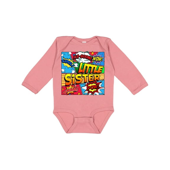 Inktastic Little Sister Comic Book Girls Long Sleeve Baby Bodysuit