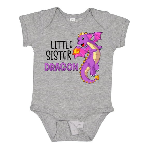 Inktastic Little Sister Cute Purple Dragon Girls Baby Bodysuit