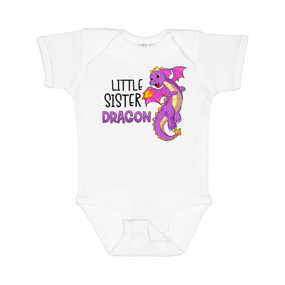 Inktastic Little Sister Cute Purple Dragon Girls Baby Bodysuit