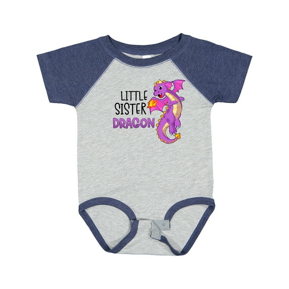 Inktastic Little Sister Cute Purple Dragon Girls Baby Bodysuit