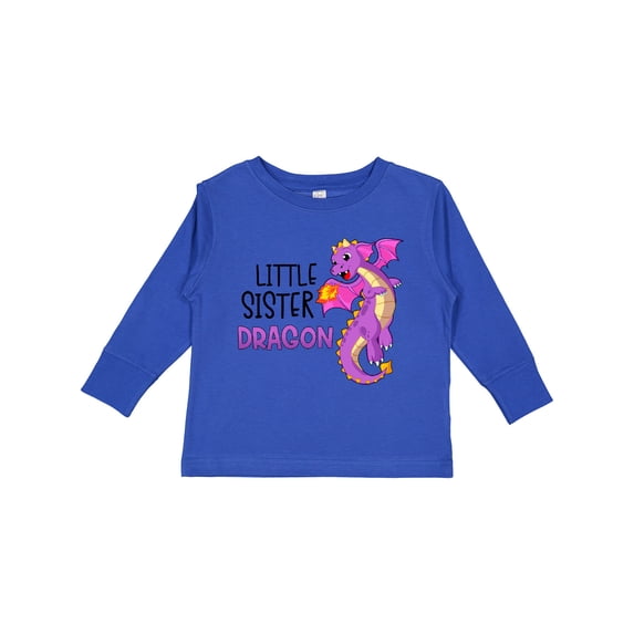 Inktastic Little Sister Cute Purple Dragon Girls Long Sleeve Toddler T-Shirt