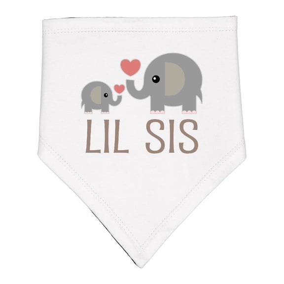 Inktastic Little Sister Elephant Baby Bandana Bib