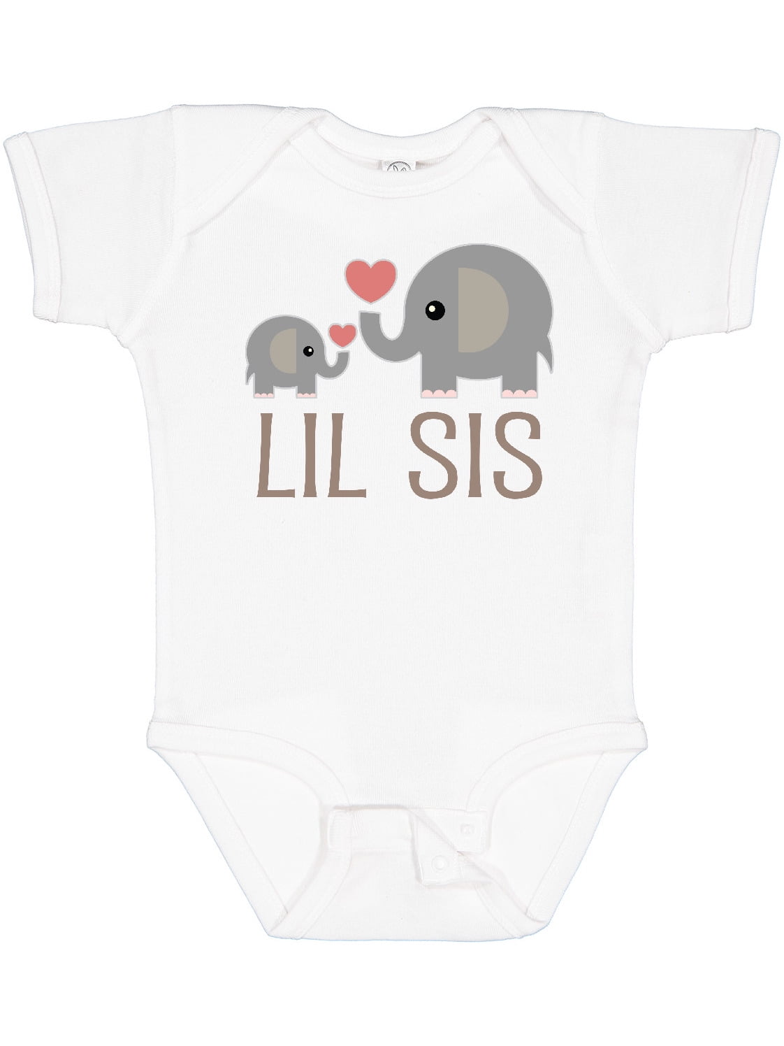 Inktastic Little Sister Elephant Girls Baby Bodysuit
