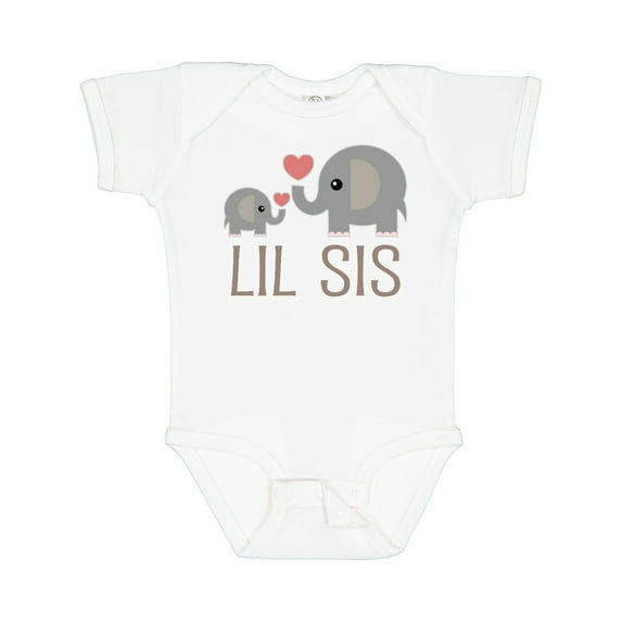 Inktastic Little Sister Elephant Girls Baby Bodysuit