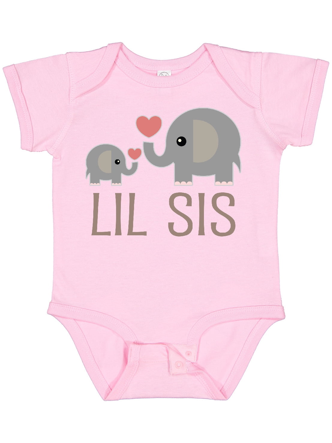 Inktastic Little Sister Elephant Girls Baby Bodysuit