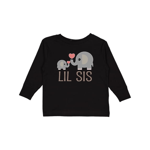 Inktastic Little Sister Elephant Girls Long Sleeve Toddler T-Shirt