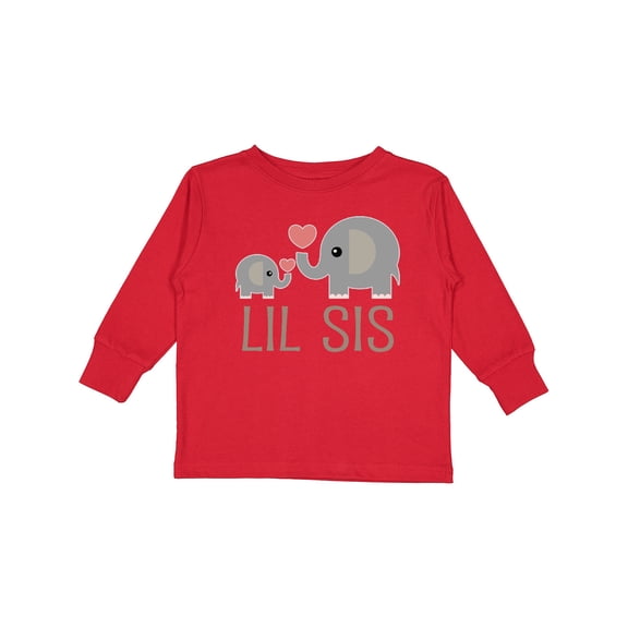 Inktastic Little Sister Elephant Girls Long Sleeve Toddler T-Shirt