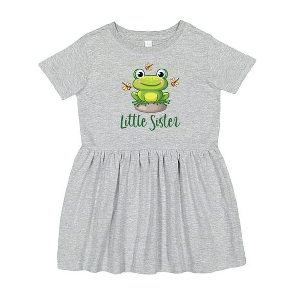 Inktastic Little Sister Frog Girls Toddler Dress