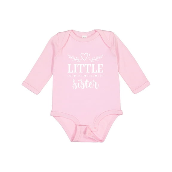 Inktastic Little Sister Gift Girls Long Sleeve Baby Bodysuit