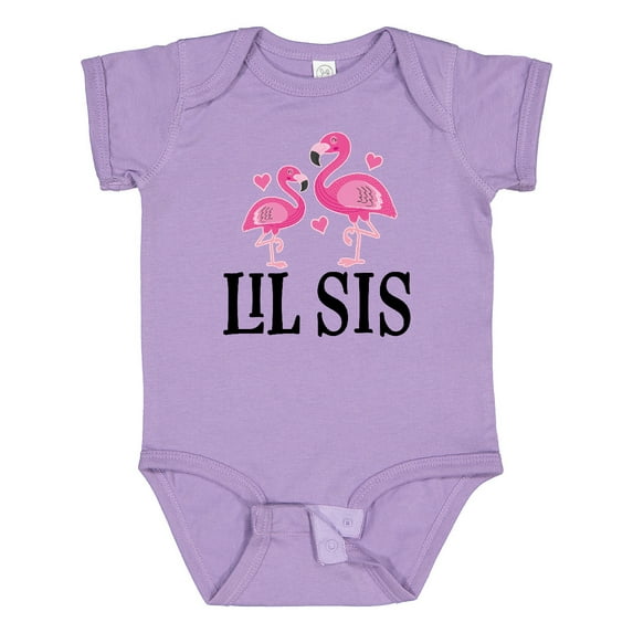 Inktastic Little Sister Girls Lil Sis Flamingo Girls Baby Bodysuit