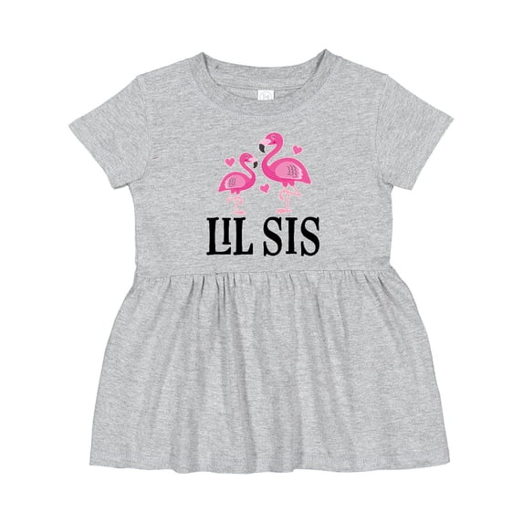Inktastic Little Sister Girls Lil Sis Flamingo Girls Baby Dress