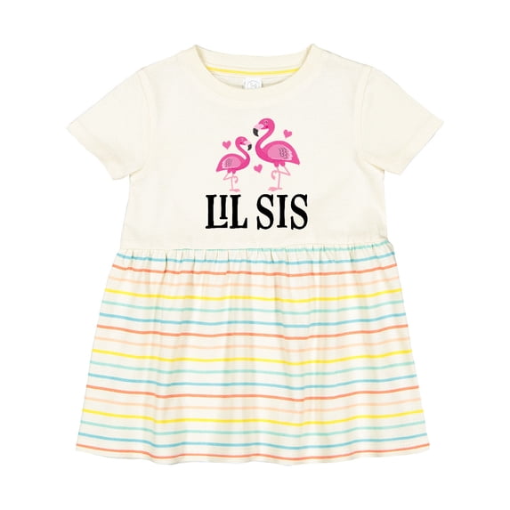 Inktastic Little Sister Girls Lil Sis Flamingo Girls Baby Dress