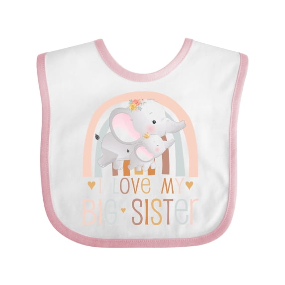 Inktastic Little Sister I Love My Big Sister Boys or Girls Baby Bib