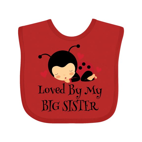 Inktastic Little Sister Ladybug Girls Baby Bib