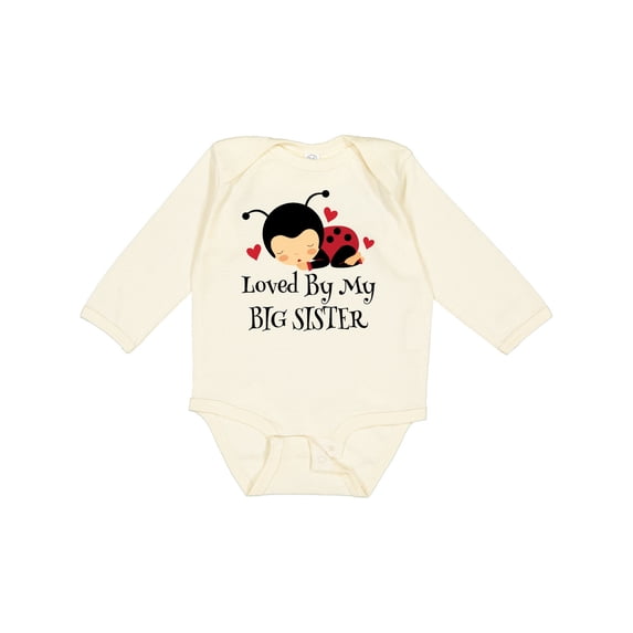 Inktastic Little Sister Ladybug Girls Long Sleeve Baby Bodysuit